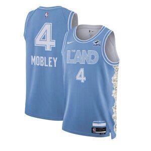 Mens 4 Evan Mobley Light Blue Stitched Jersey